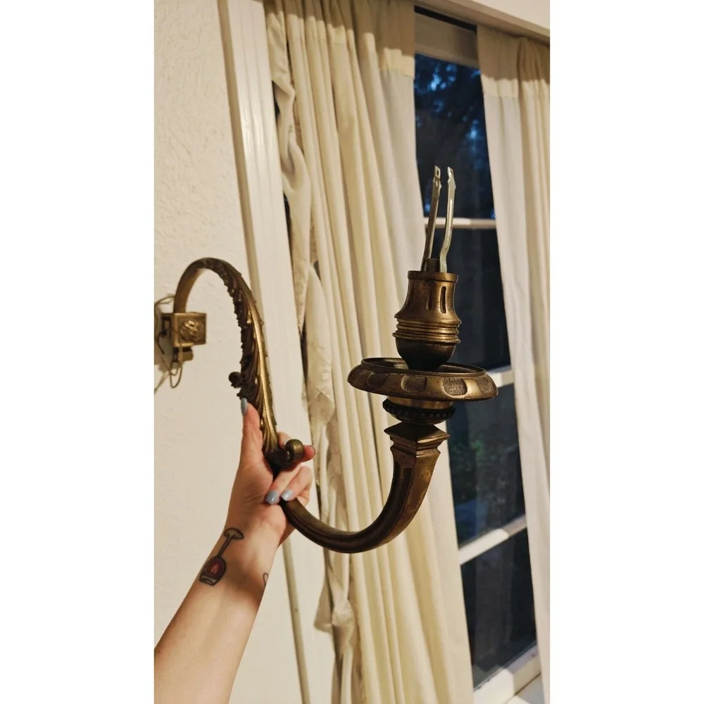 Antique Solid Brass Wall Sconce Lamp Chandelier Arm salvage